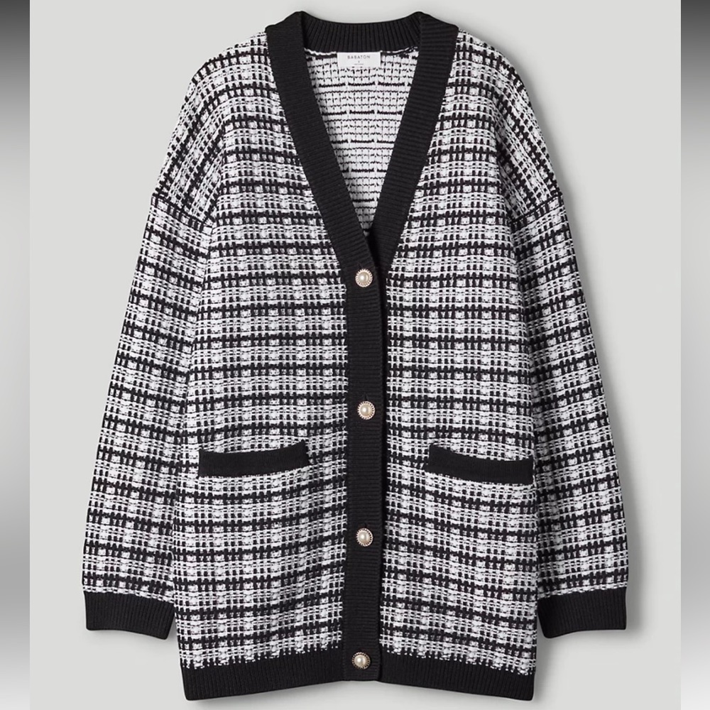 Aritzia Babaton Lacer Cardigan - Small - Black/White